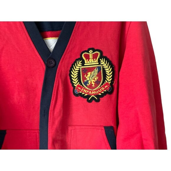 AK:CESS Royal Classic INFAMOUS Red Cardigan Cotton Emblem - Picture 10 of 11